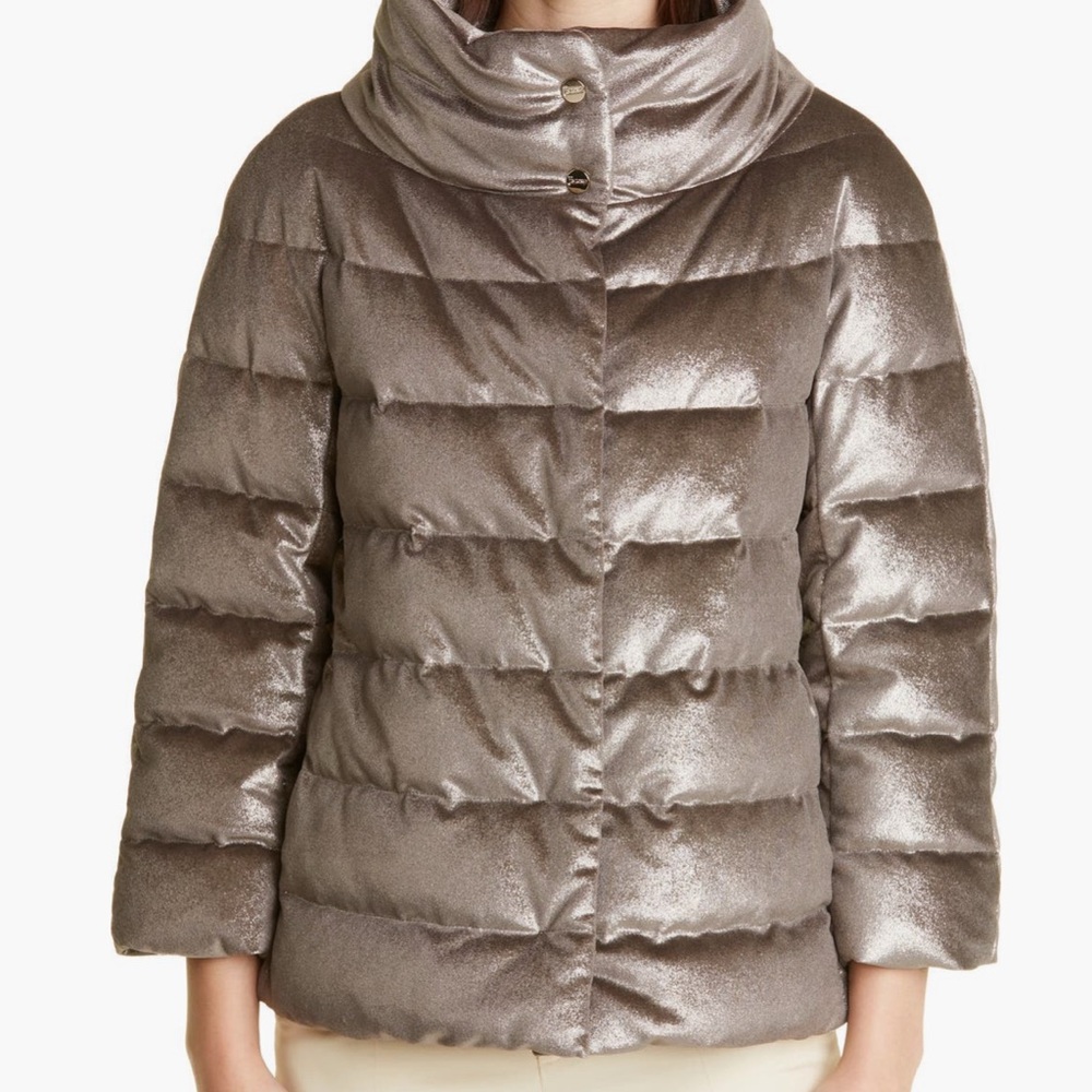 HERNO Velvet Shone Down Cape Jacket